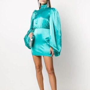 Attico Blue Satin Cocktail Dress